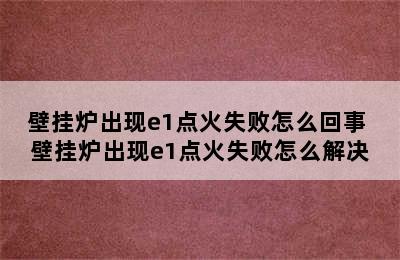 壁挂炉出现e1点火失败怎么回事 壁挂炉出现e1点火失败怎么解决